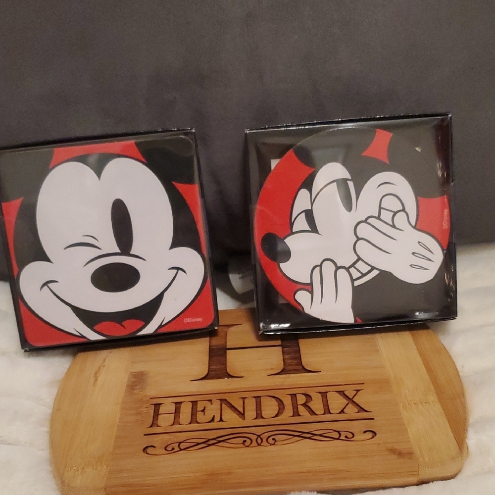2 Packs of 4 Disney Mickey Mouse Coasters - Black and Red
